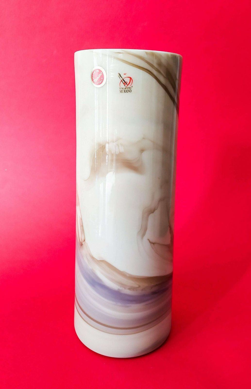 Murano Marbled Glass Vase Vintage Space Age Design Yalos Beige Vase Italian Glass