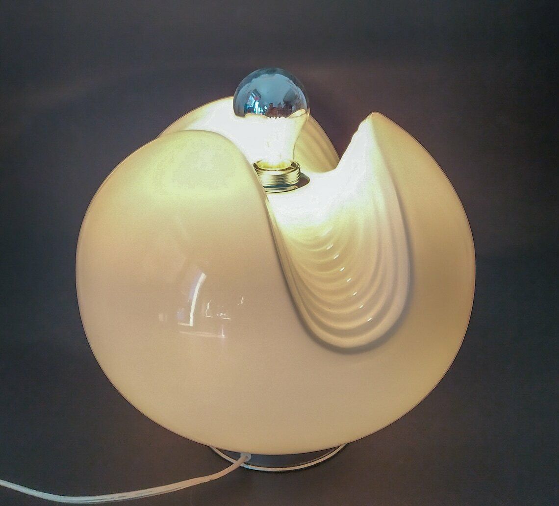 Wave Design Koch And Lowy Table Lamp For Peill & Putzler Vintage White Glass 70s Chrome Space Age Desk Light photo furniture