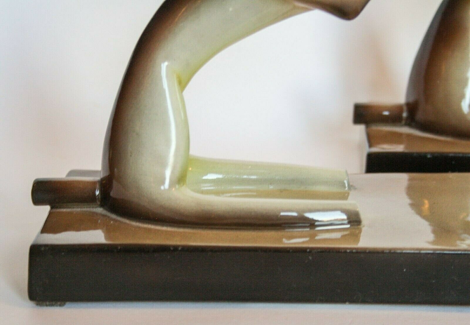 Tarcisio Tosin Bookends Pair Bookends Ceramic Greyhounds La Freccia 30s 1934 Art Deco photo furniture