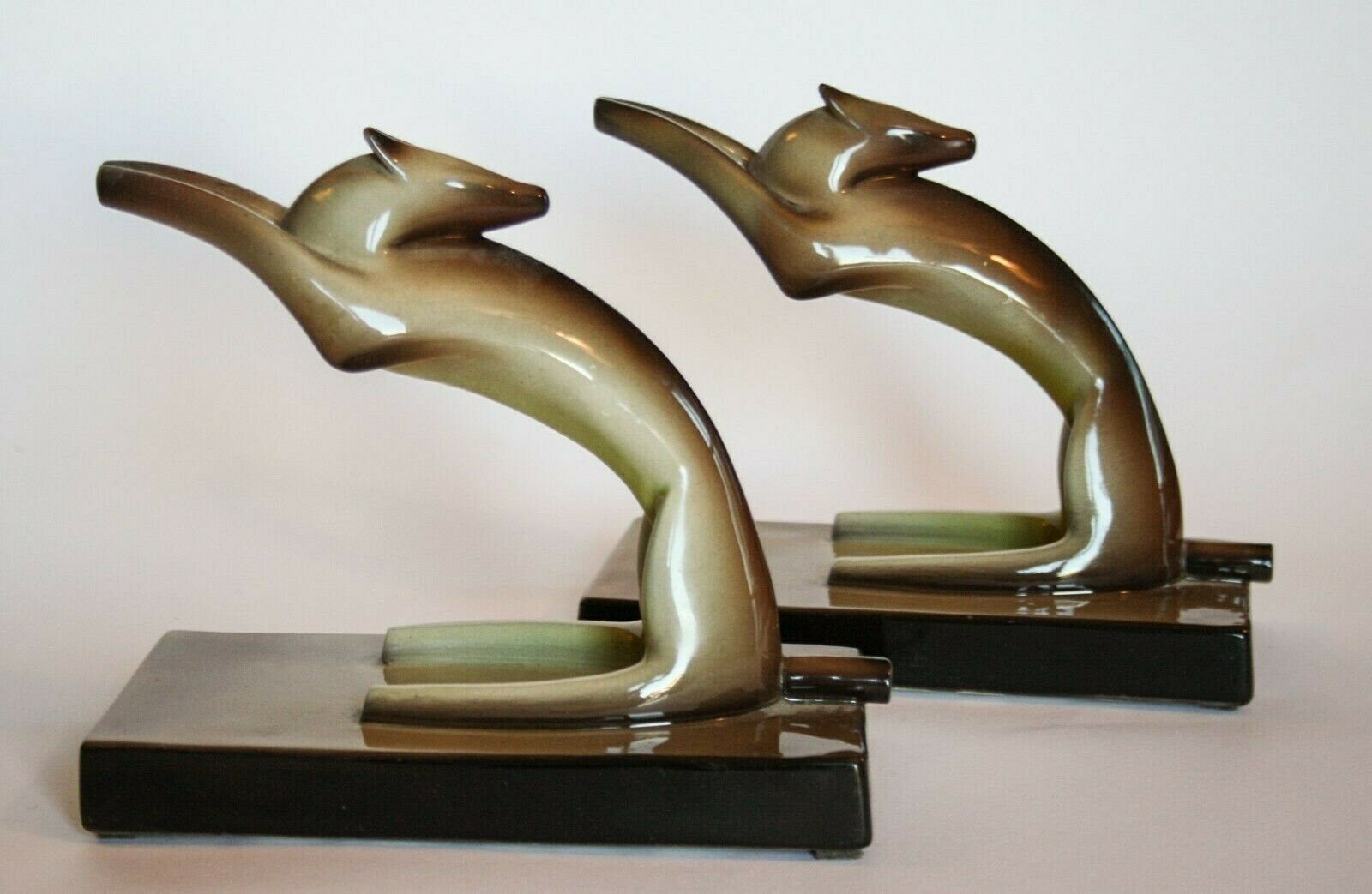 Tarcisio Tosin Bookends Pair Bookends Ceramic Greyhounds La Freccia 30s 1934 Art Deco photo Home Decor