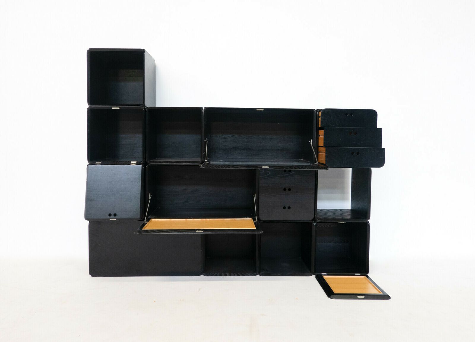 Set Of Modular Black Wooden Cubes By Derk Jan De Vries photo 7750.0