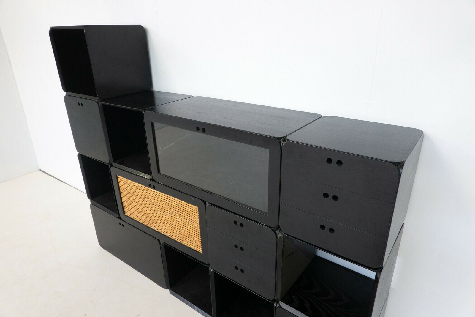 Set Of Modular Black Wooden Cubes By Derk Jan De Vries photo vintage