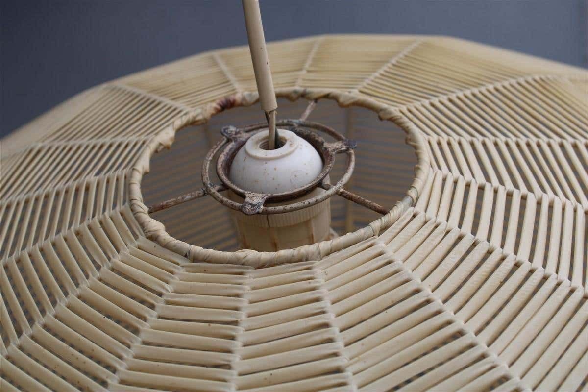 Mid Century Italian Beige Ufo Round Lamp Plastic And Metal 1950s photo vintage