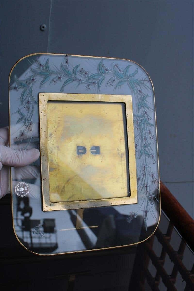 Photo Frame In Decorated Crystal And Brass Italian Design 1970s photo buy