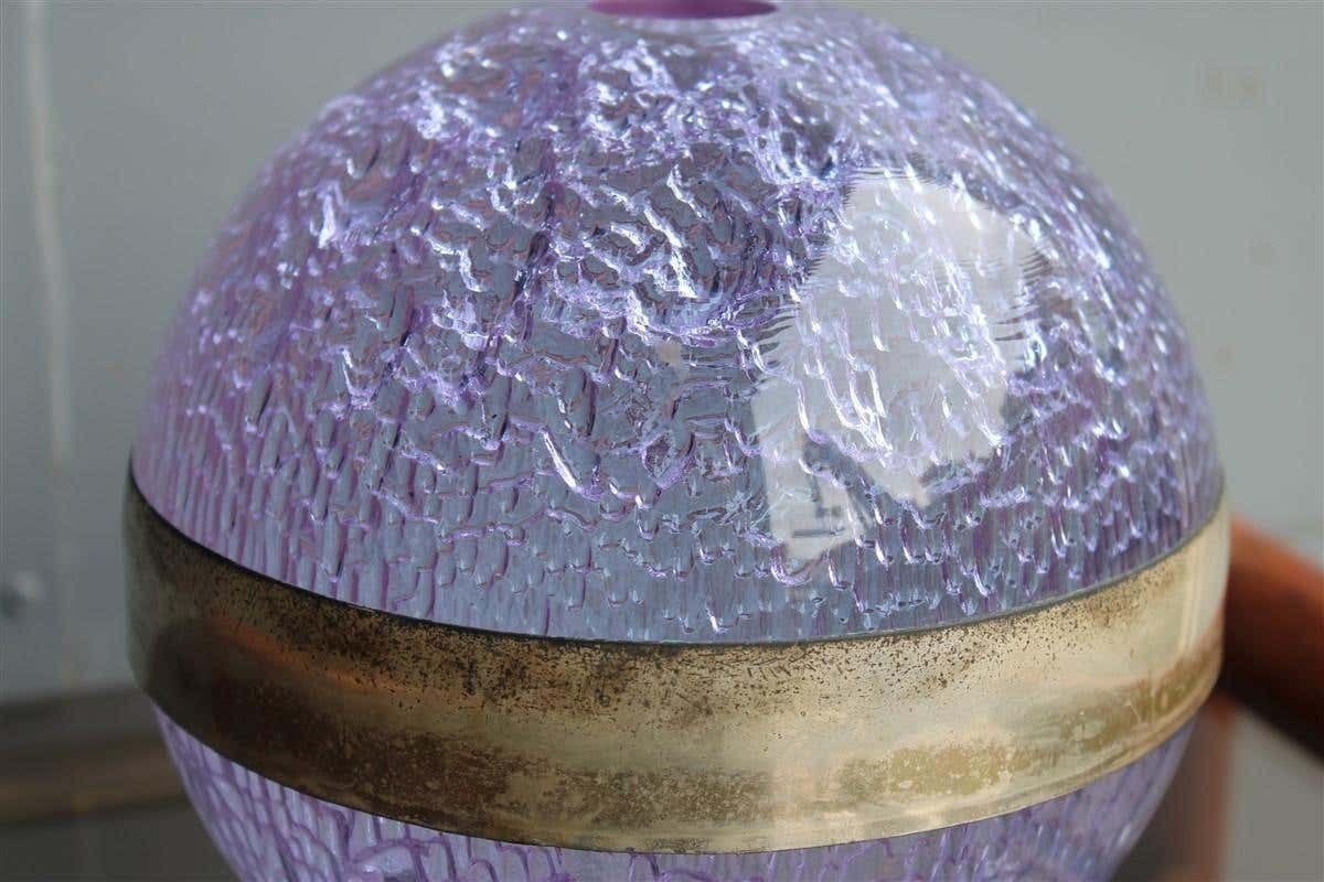 Sphere Vase Taddei Architect Italian Design 1970 In Very Thick Glass Silver Part photo Home Decor