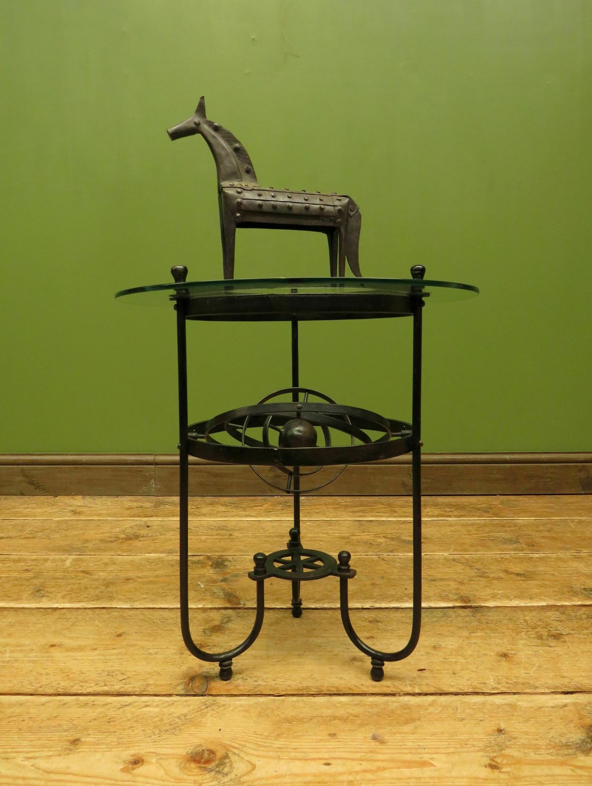 photo for sale Vintage Steampunk Side Table With Gimbal Mounted Solar System