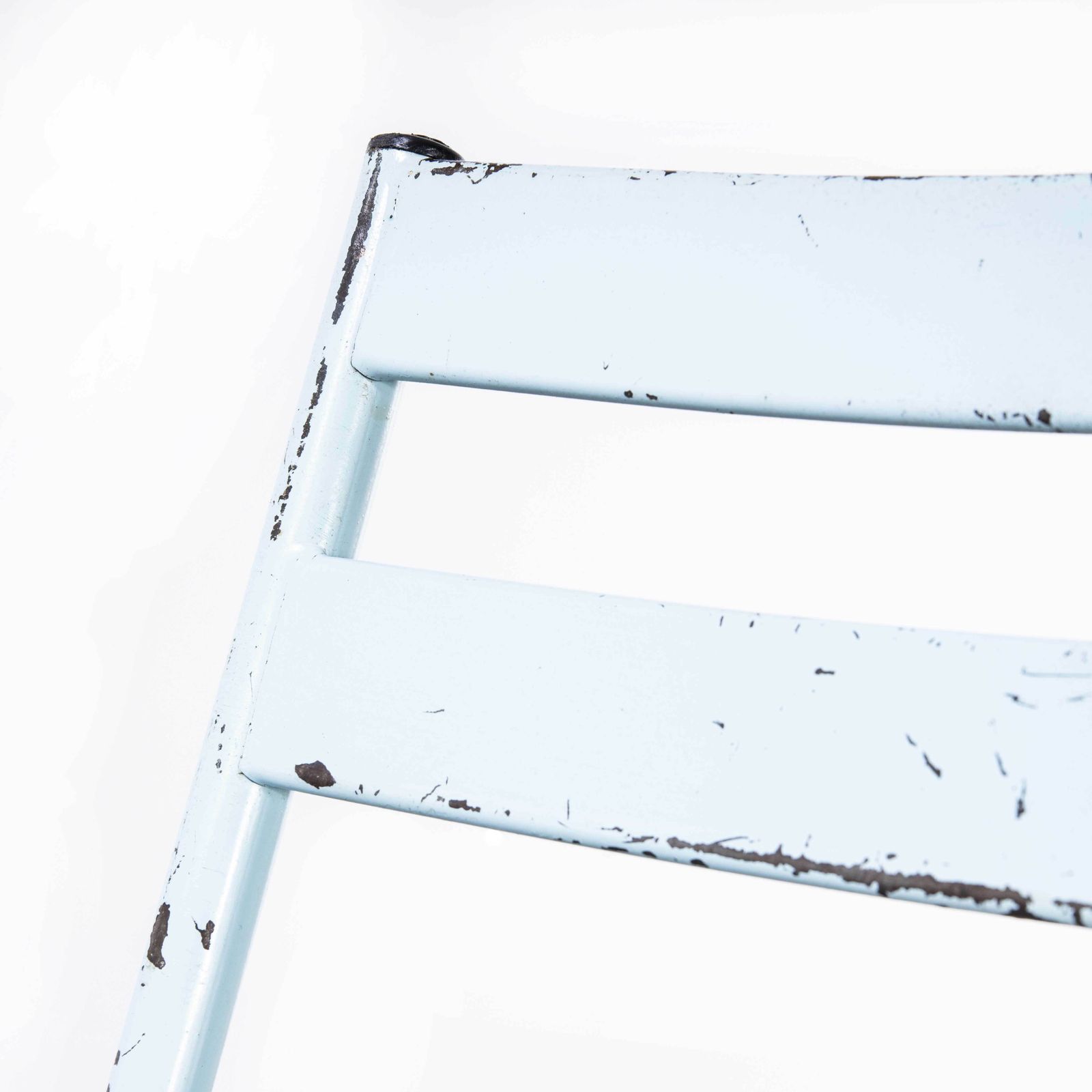 1950’s French Artprog Sky Blue Metal Stacking Outdoor Chairs \ photo furniture
