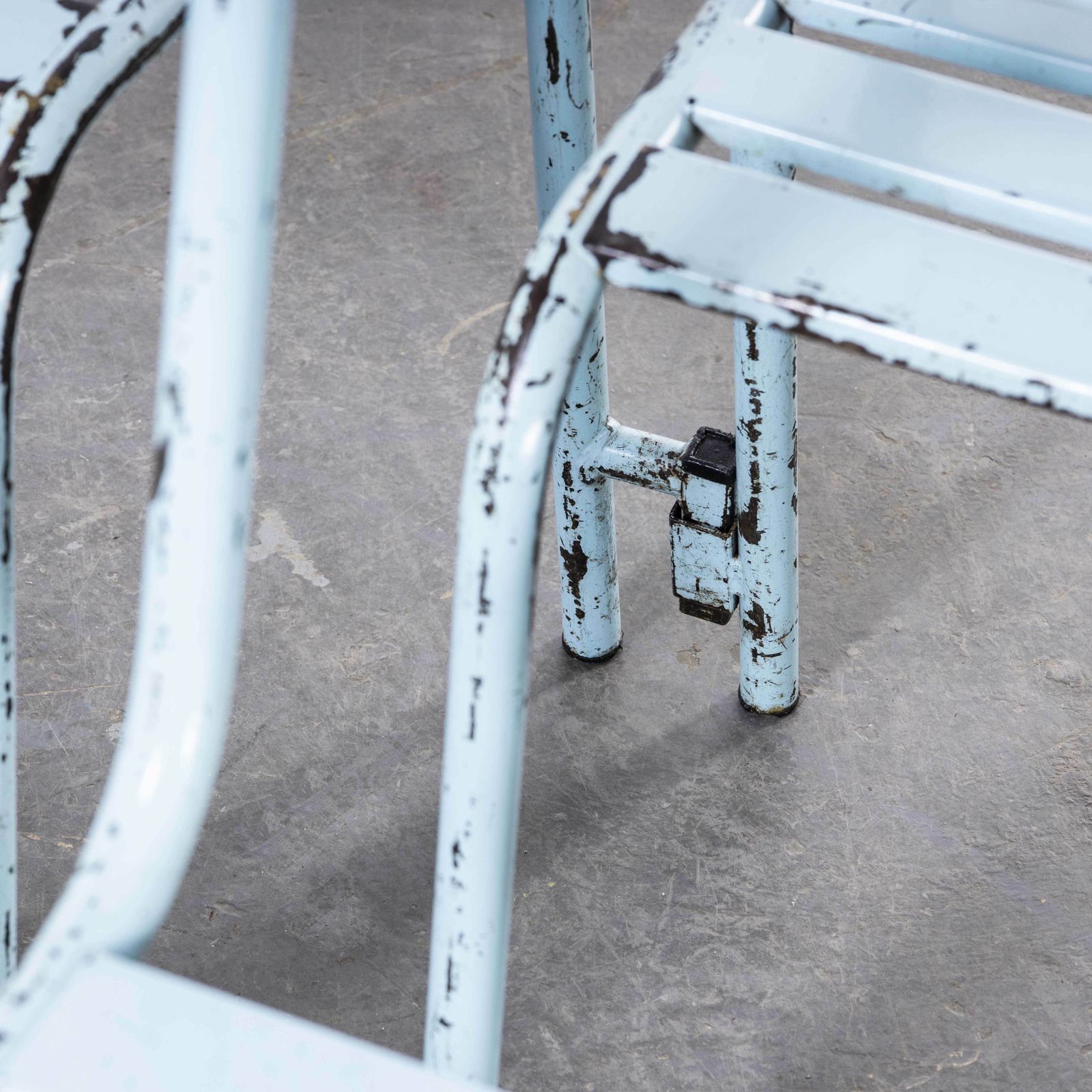 1950’s French Artprog Sky Blue Metal Stacking Outdoor Chairs \ photo 95.0