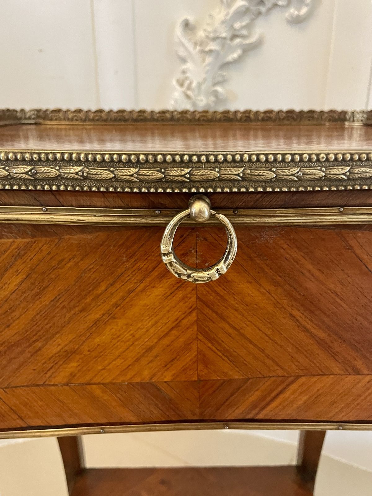Fine Quality Antique Freestanding French Kingwood And Ormolu Mounted Side Table photo vinterior
