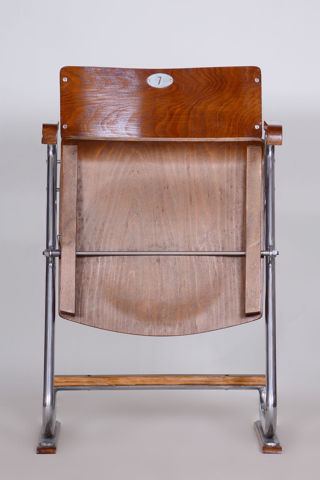 Restored Bauhaus Folding Chair, Beech Plywood, Revived Polish, Czechia, 1930s photo 1050.0