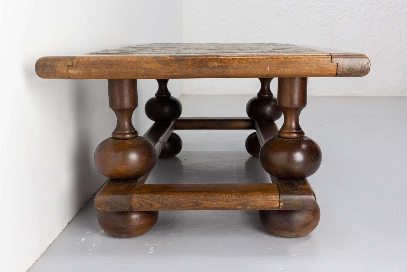 French Slate And Wood Coffee Table, Mid Century photo for sale