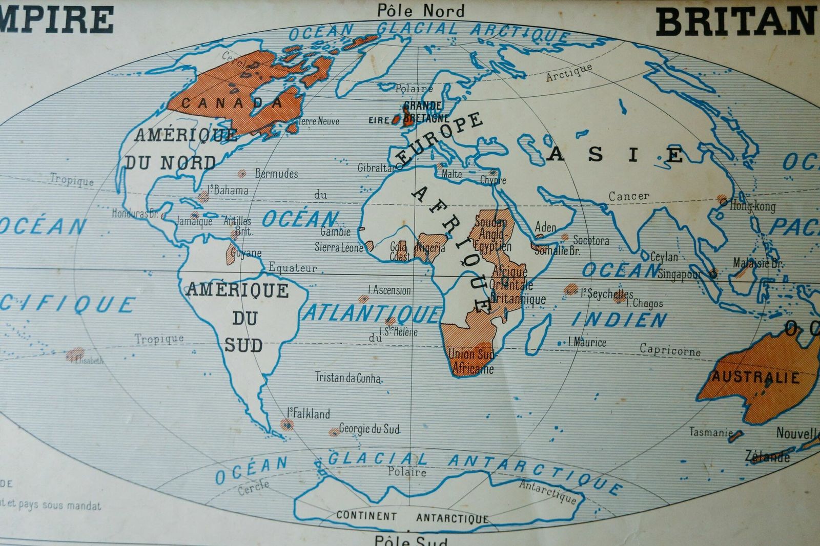 Original Vintage French Educational School Wall Chart Planisphere British Empire French Overseas Territories photo furniture