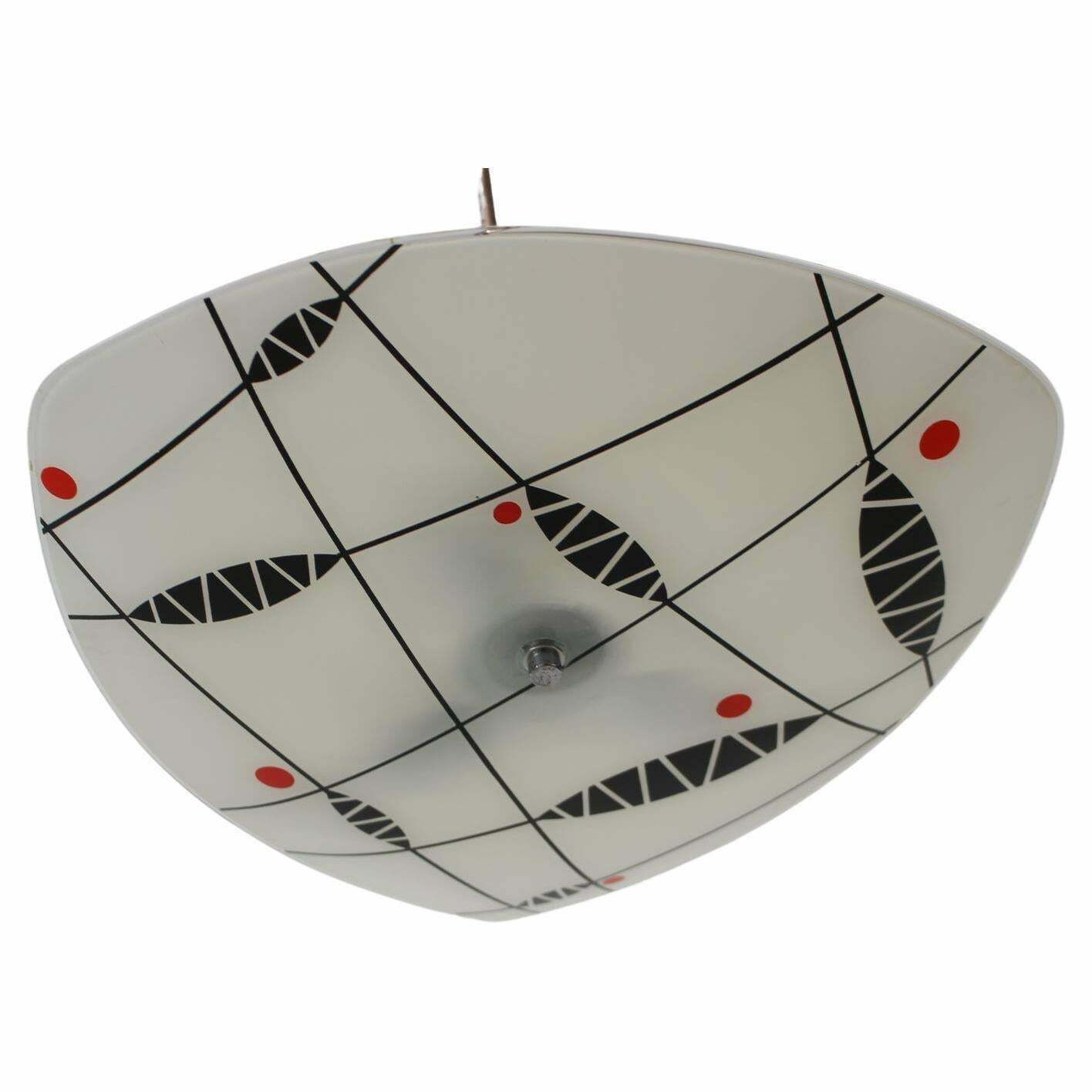Midcentury Glass Pendant By Napako, Czechoslovakia, 1960s