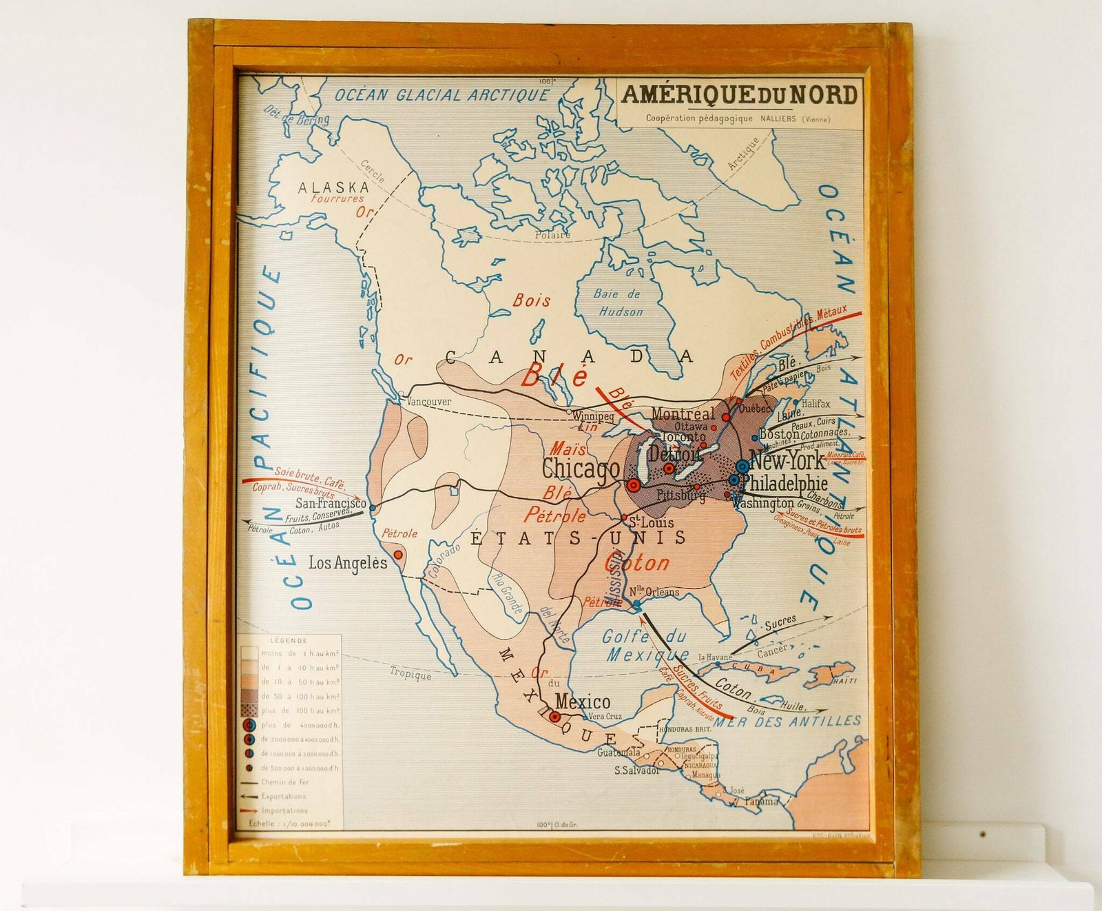 Original Vintage French Educational School Wall Chart The Americas North South America Map Beautiful Rare
