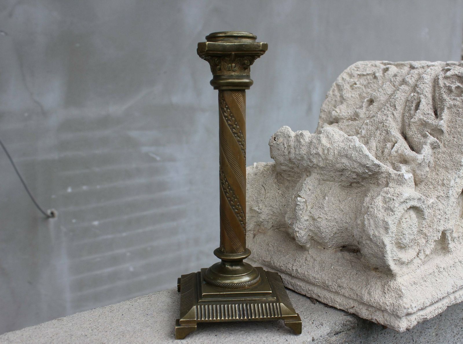 French Bronze Candlestick Single Mantle Baroque Candleholder Home Fireplace Decor