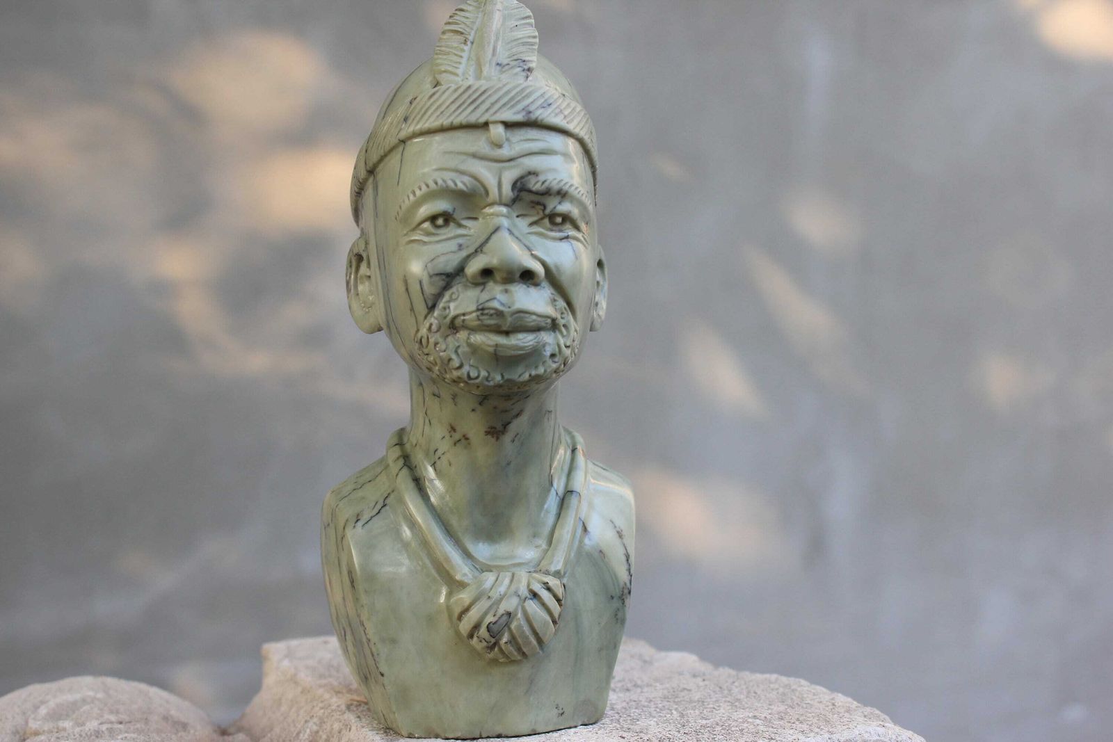 Marble Man Head Tribal Carved Statue Beautiful Male Face Collect Marble Figurine Gift Tabletop Decoration photo furniture