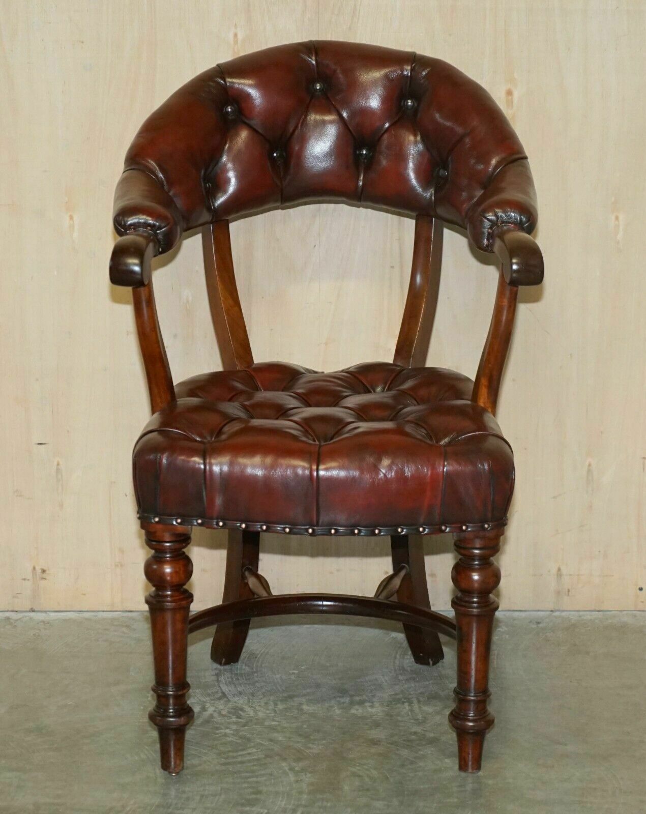 Antique Restored Leather William IV Mahogany Chesterfield Captains Armchair photo furniture
