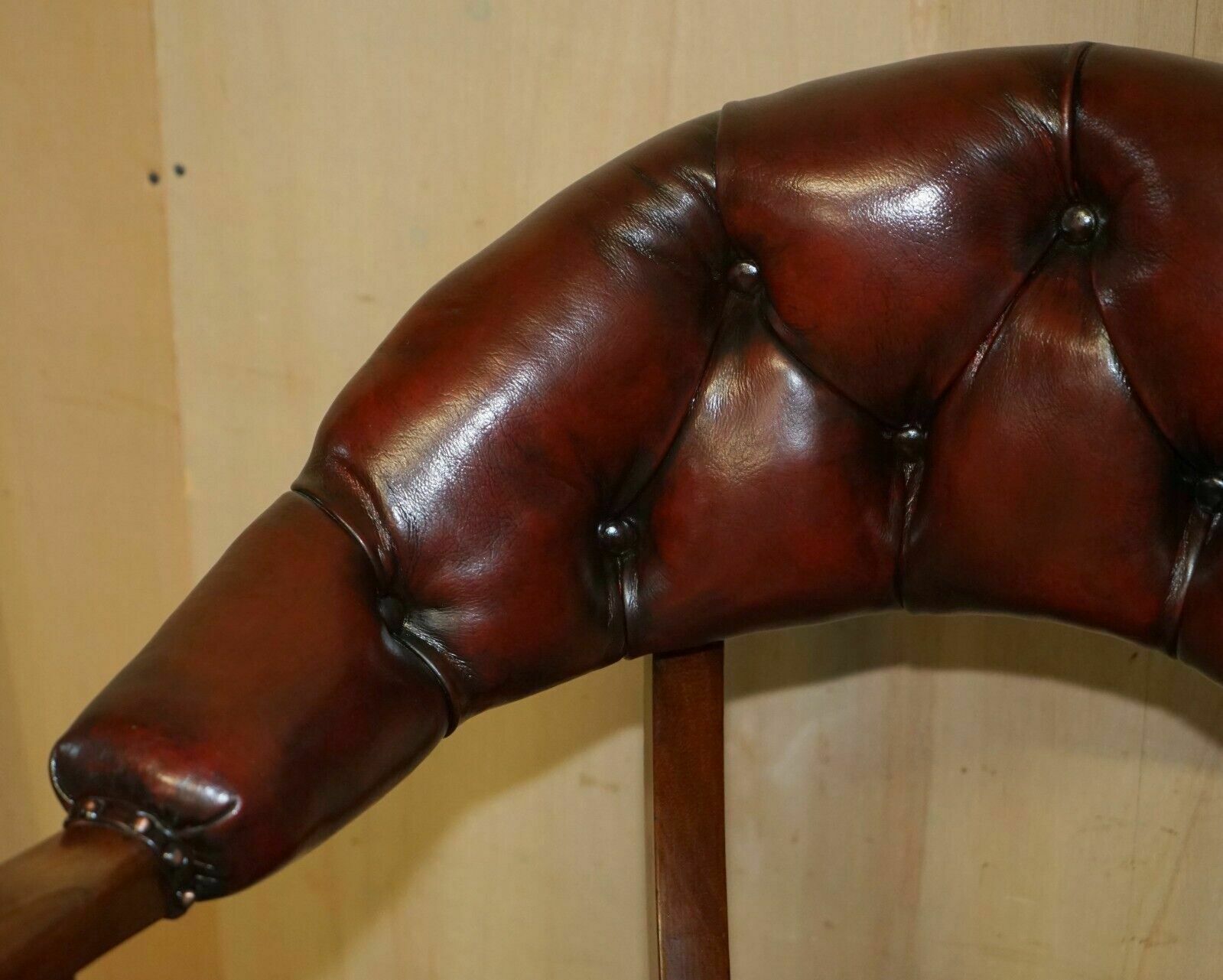 Antique Restored Leather William IV Mahogany Chesterfield Captains Armchair photo 2850.0