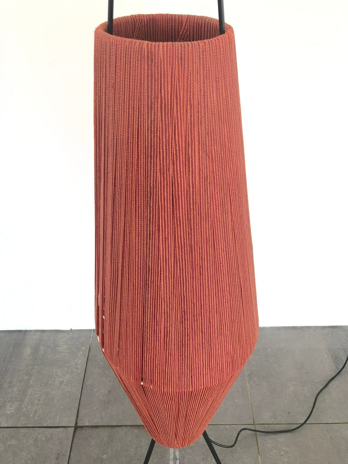 Pink Fabric Thread Shade Tripod Floor Lamp, 1960s, Germany photo Lighting