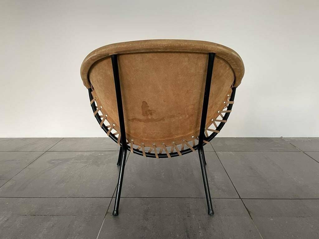 Mid Century Modern Suede Leather Balloon Lounge Chair By Hans Olsen, 1950s, Denmark photo vinterior