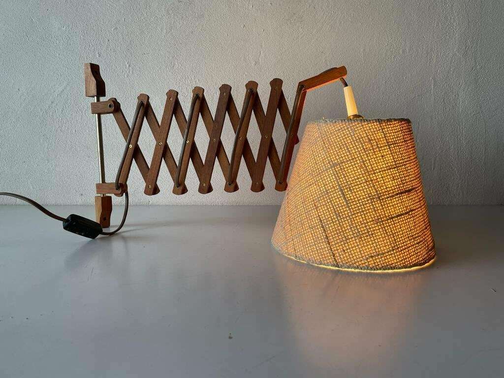 Mid Century Modern Fabric And Wood Accordion Lamp, 1960s photo furniture