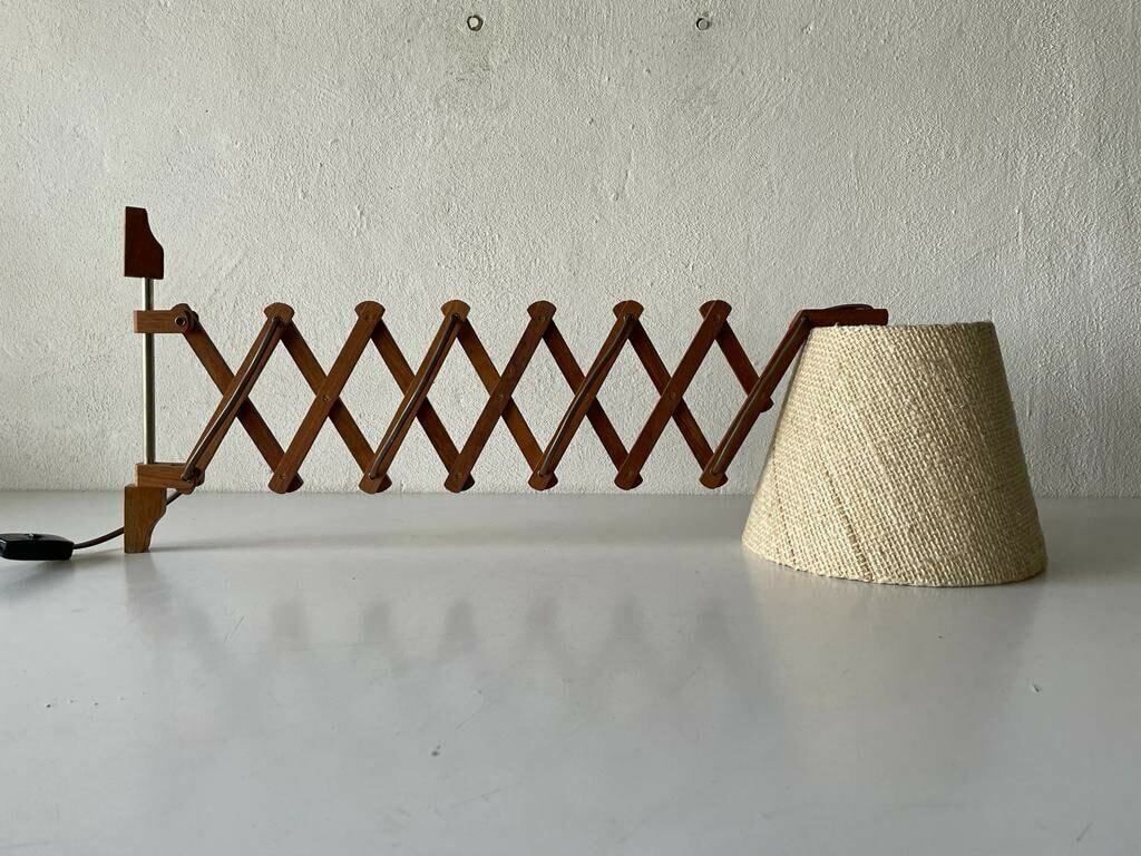 Mid Century Modern Fabric And Wood Accordion Lamp, 1960s photo for sale