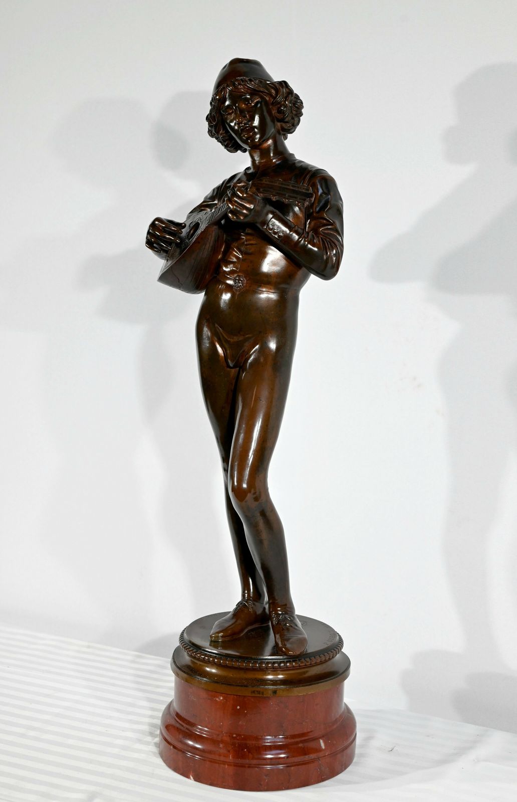 Bronze “Florentine Singer Of The 15th Century”, Signed P.Dubois – 1865 photo Art