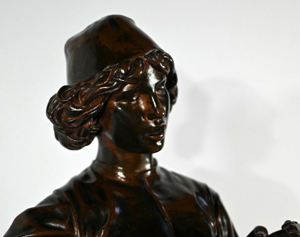 Bronze “Florentine Singer Of The 15th Century”, Signed P.Dubois – 1865 photo vintage