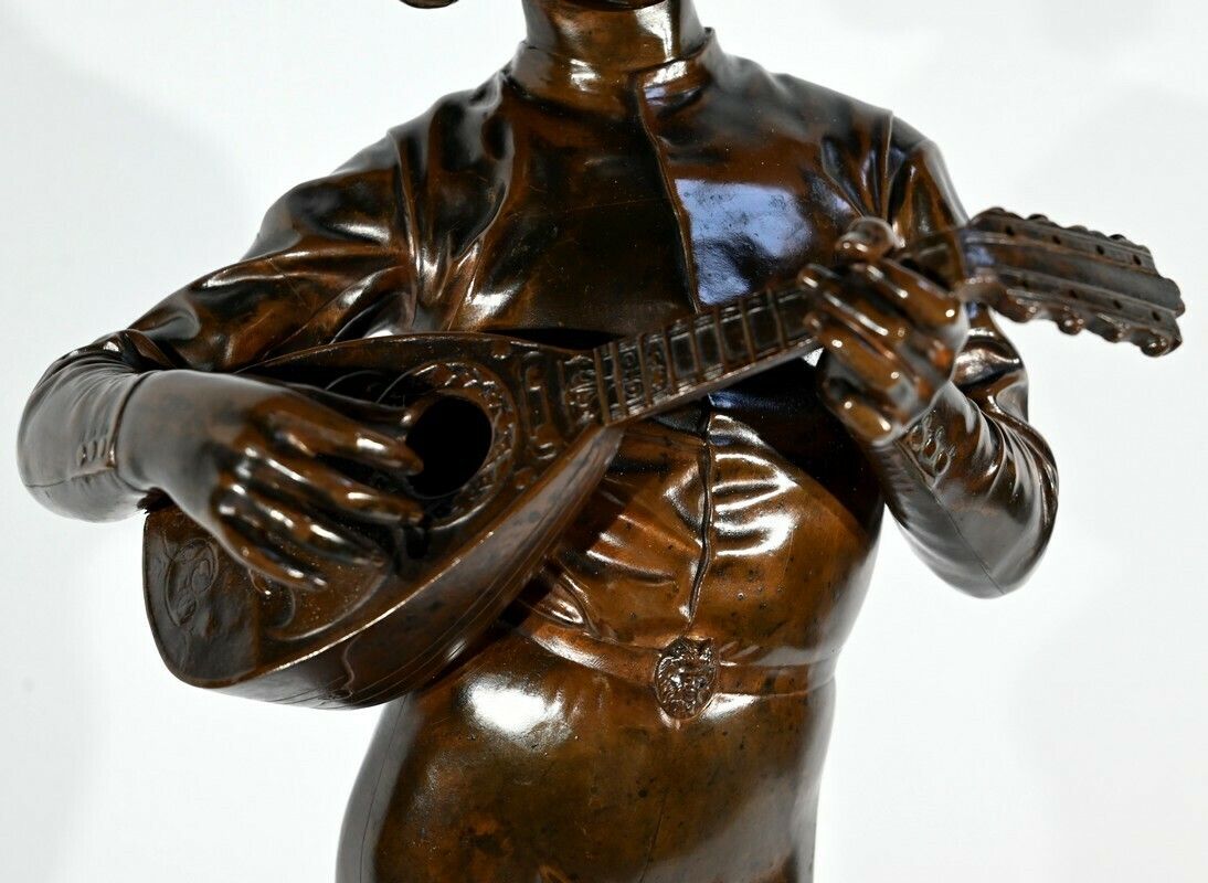 photo for sale Bronze “Florentine Singer Of The 15th Century”, Signed P.Dubois – 1865