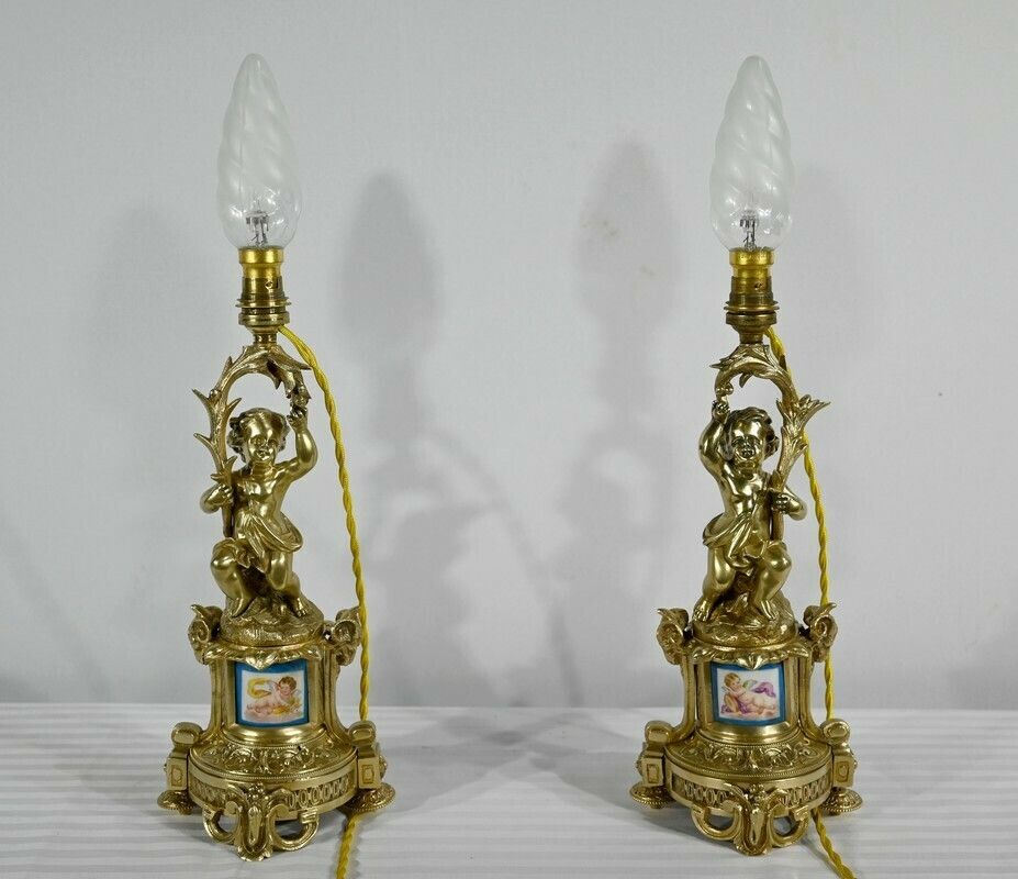 Pair Of Candlesticks In Gilt Bronze, Napoleon III Period   Mid 19th Century photo furniture