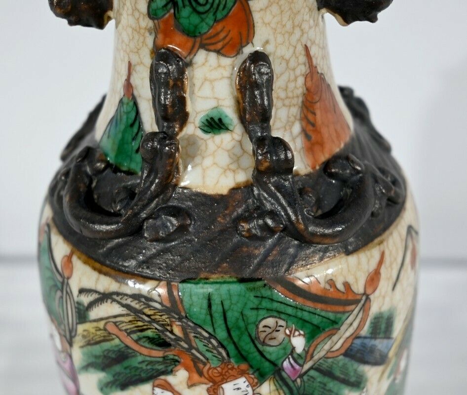 Pair Of Nanjing Porcelain Vases, China   Late 19th Century photo vintage
