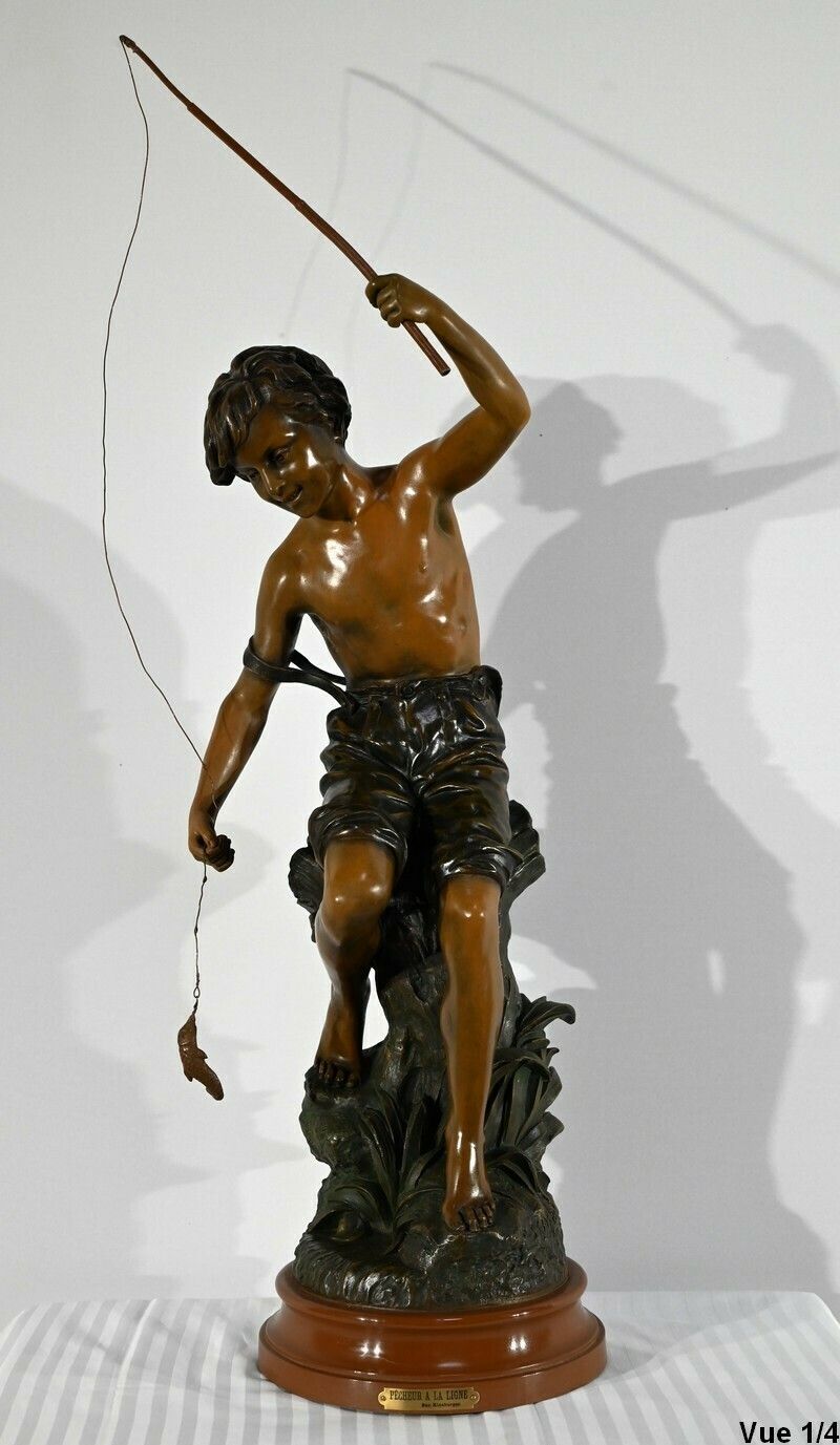 Important Spelter "The Angler", Signed S.Kindsburger   Early 20th Century photo 1481.14
