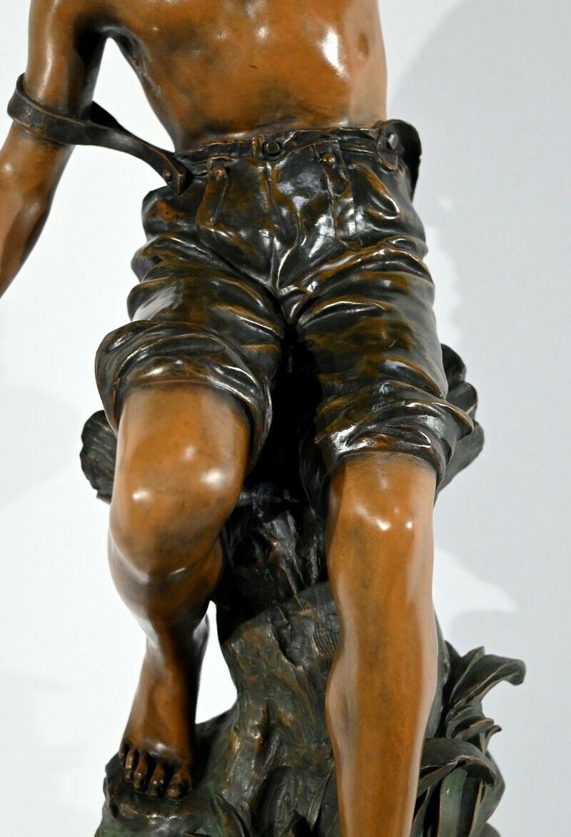 1481.14 Important Spelter "The Angler", Signed S.Kindsburger   Early 20th Century photo