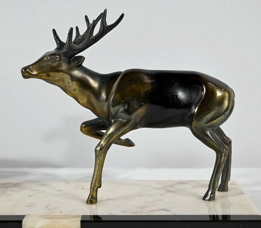photo for sale Stag, Doe And Fawn Group In Spelter – Early 20th Century