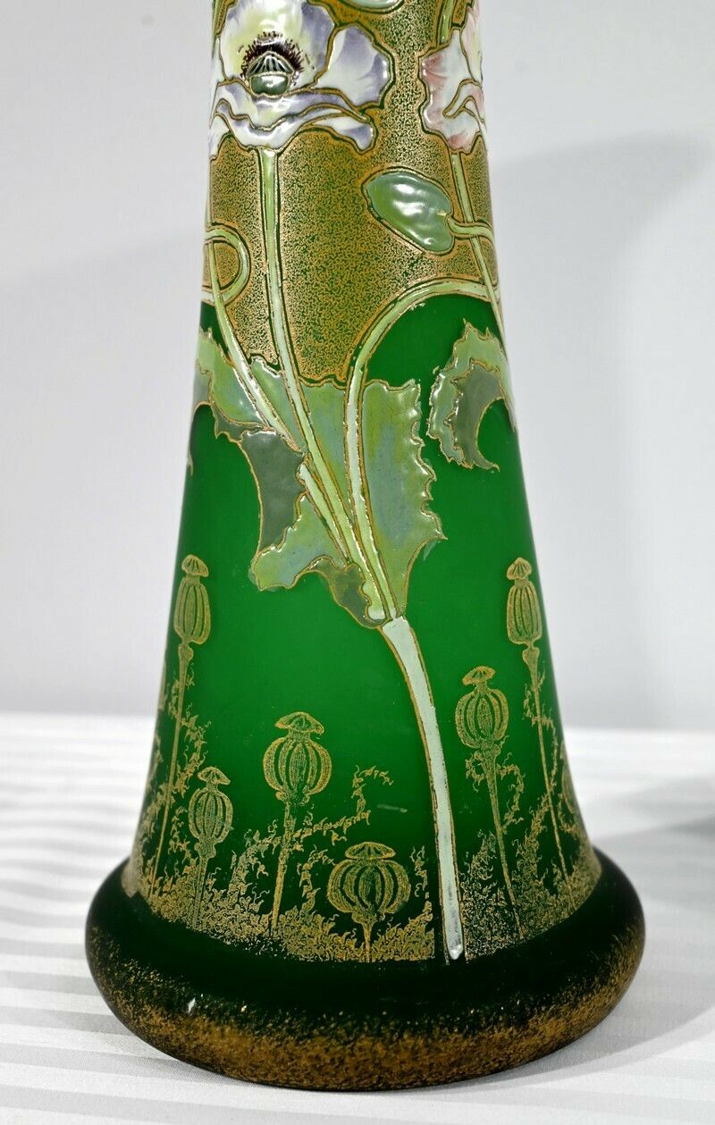 photo vinterior Pair Of Glass Paste Vases, Legras, Art Nouveau   Late 19th Century