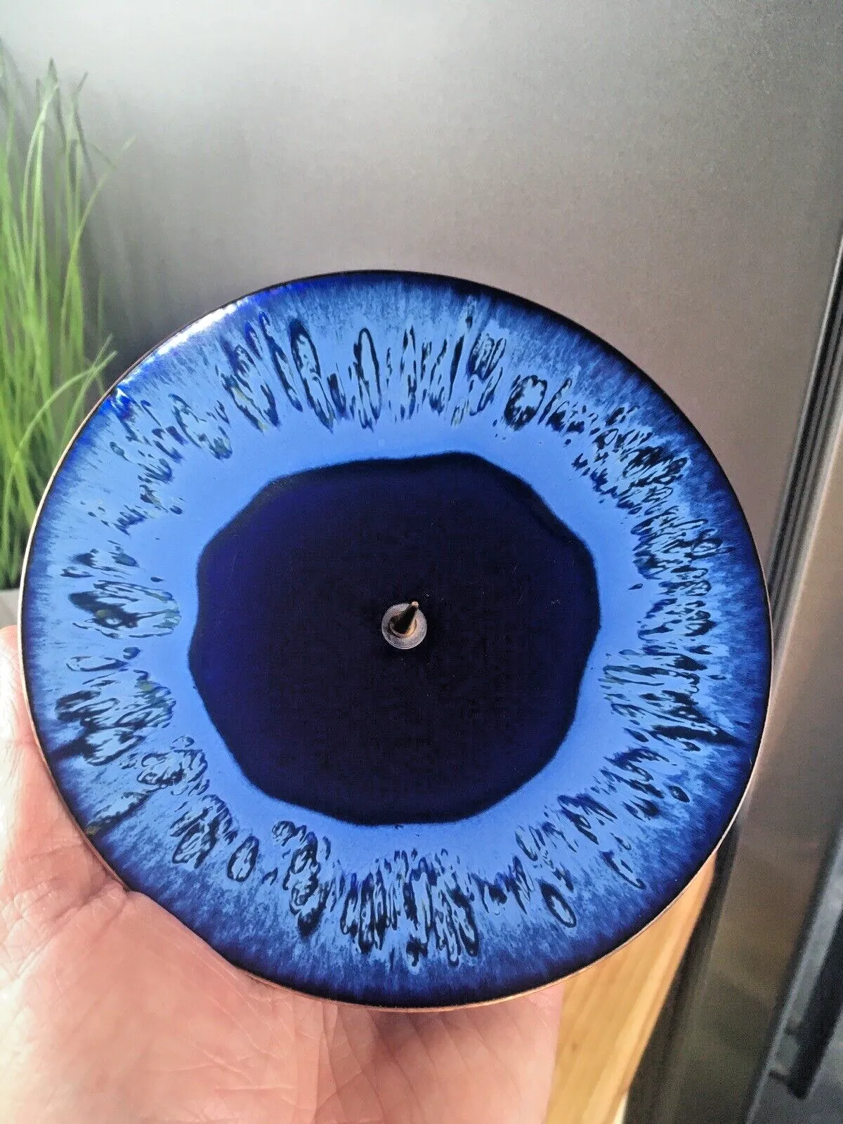 Mid Century Modern Fischland 60s Enamel Eyeball Dish Spike Candle Holder Vintage photo furniture