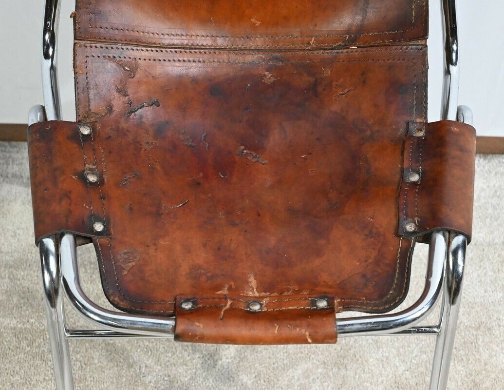 photo furniture Chair In Metal And Leather, By C.Perriand For Les Arcs – 1960s