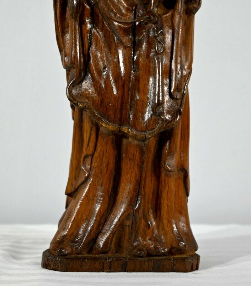 Sculpture In Olive Wood "Madonna And Child"   Late 19th Century photo vintage