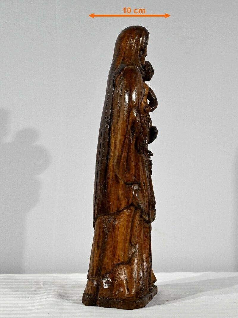 photo buy Sculpture In Olive Wood "Madonna And Child"   Late 19th Century