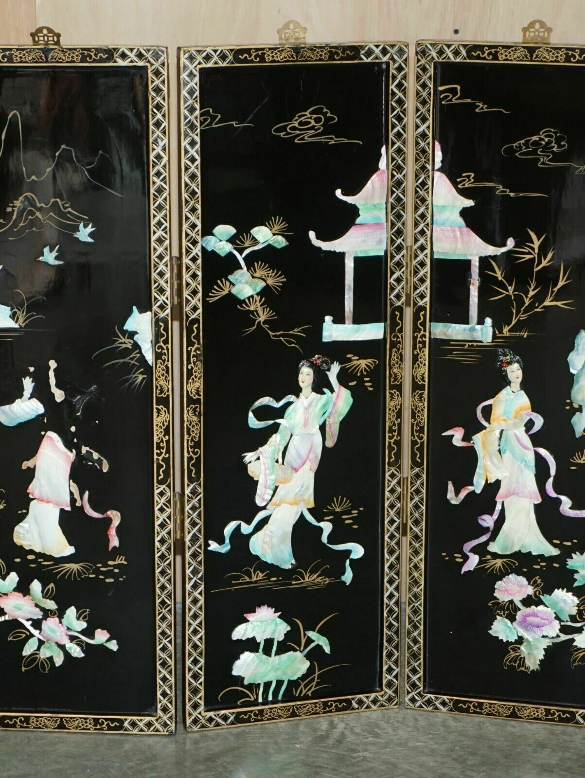 Rare & Collectable Antique Chinese Export Soapstone Folding Screen Room Divider photo vinterior