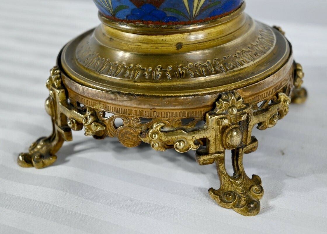 photo for sale Vase In Gilt Bronze And Enamels   Late 19th Century