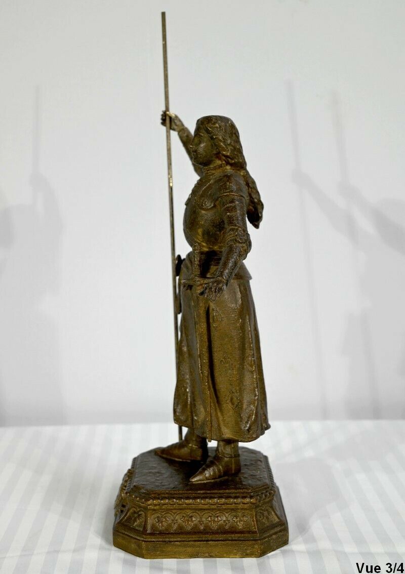 photo vintage Spelter Of Joan Of Arc Victorious, Signed A. Foulon   Late 19th Centur