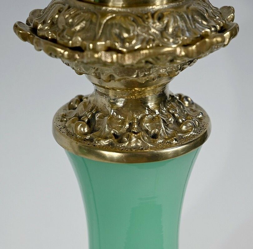 photo furniture Pair Of Opaline And Bronze Lamps   Late 19th Century