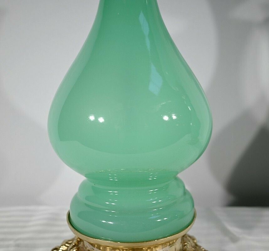 Lighting Pair Of Opaline And Bronze Lamps   Late 19th Century photo