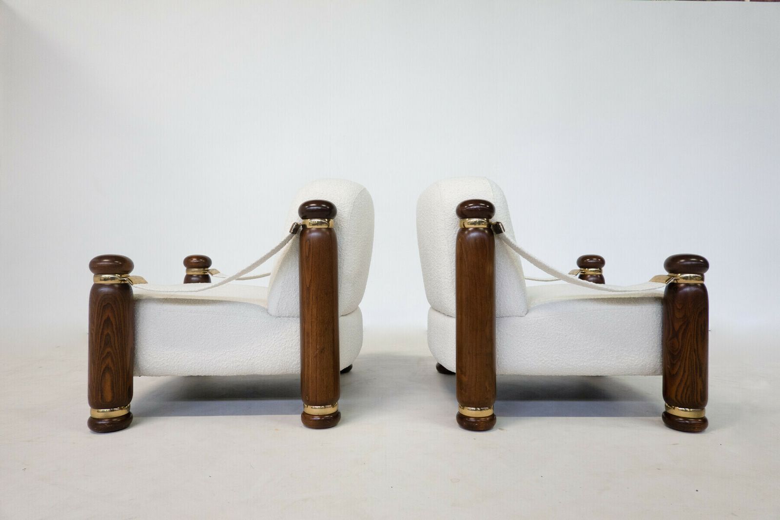 Pair Of Italian Mid Century Boucle Armchairs photo for sale