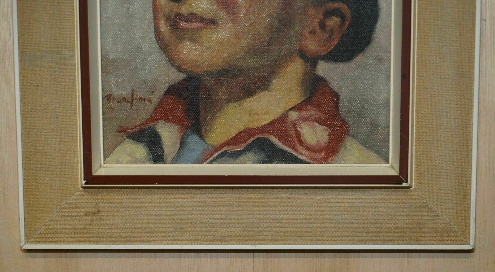 Antique Signed Brandsma Belgium Oil On Canvas Painting Of Young Boy Part Set photo 750.0