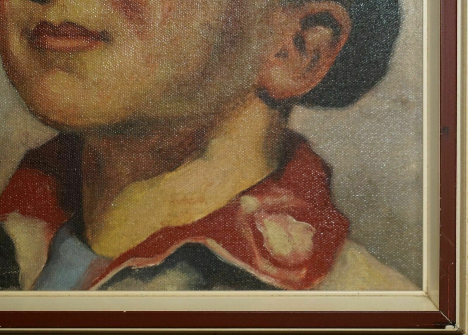 photo vinterior Antique Signed Brandsma Belgium Oil On Canvas Painting Of Young Boy Part Set