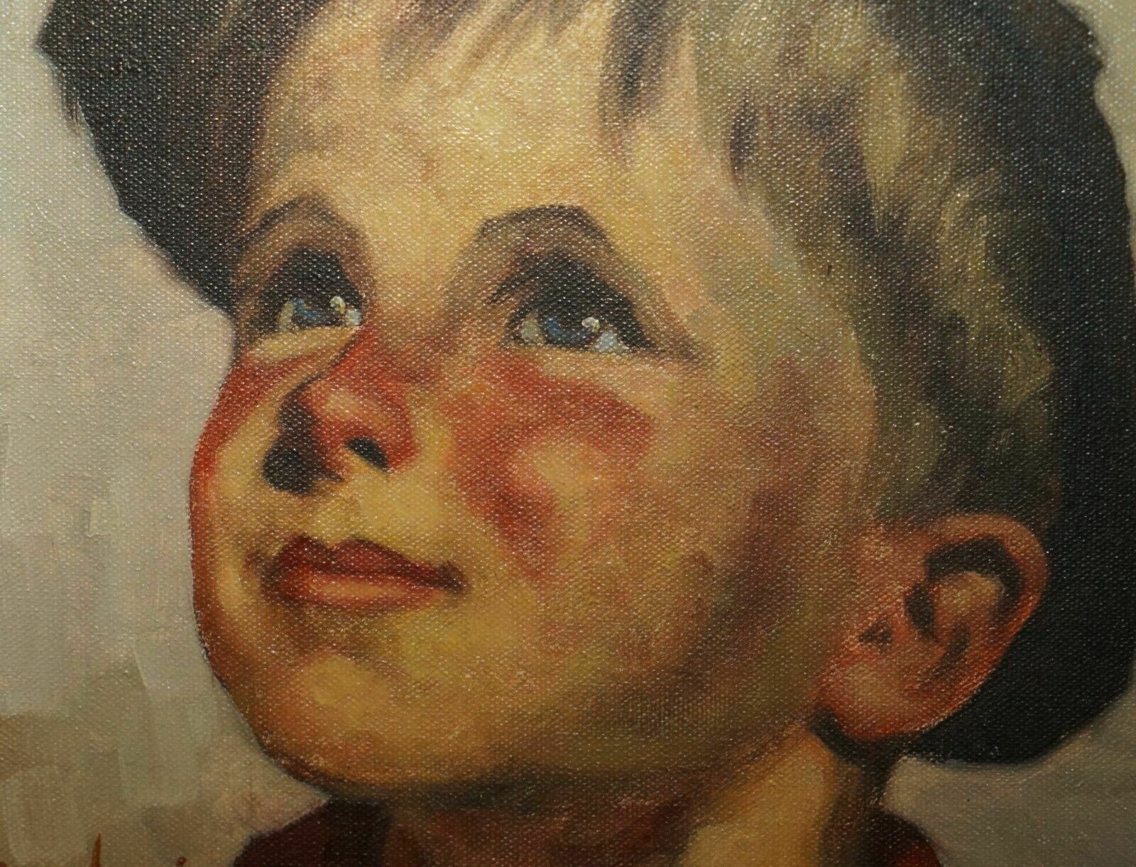 photo vintage Antique Signed Brandsma Belgium Oil On Canvas Painting Of Young Boy Part Set