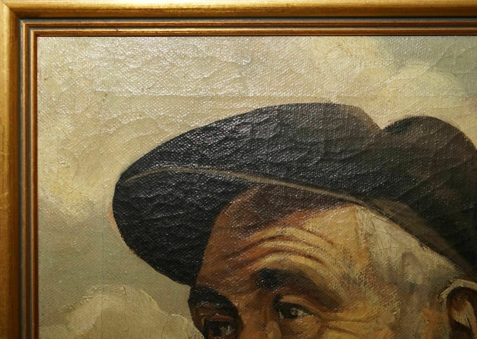 Jma Kensinck Signed Dutch Oil On Canvas Painting Of Old Man Smoking A Pipe photo vintage