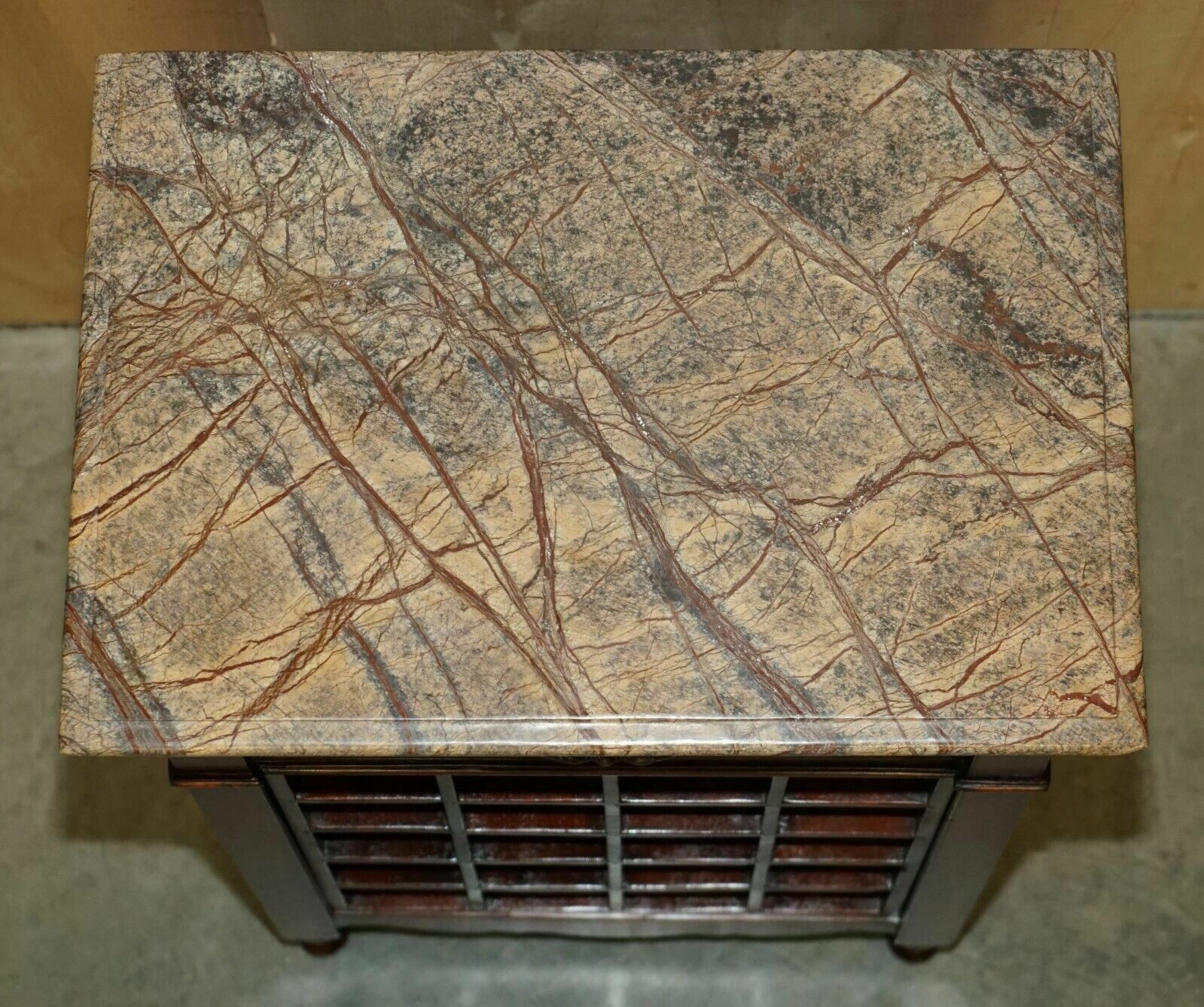 1750.0 Marble Topped Side Table With Wine Bottle Holders For 20 Bottles & Serving Tray photo